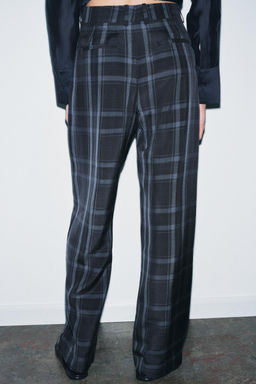 ZW COLLECTION CHECK WIDE-LEG TROUSERS - Zara фото 3