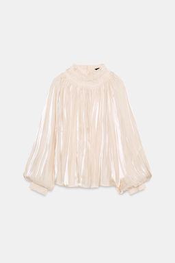 BLUSA SATINADA TEJIDO BRILLO / Vainilla - Zara фото 5