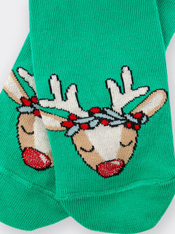 Цена за 5 пар! Носки детские зеленые с рисунком в виде оленя - Mark formelle фото 5