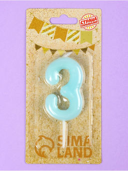 Цена за 3 шт. Свеча в торт «Цифра 3», светящаяся голубая, 9 см