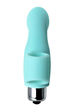 Вибронасадка на палец для клиторальной стимуляции JOS BLISS, силикон, голубая, 9 см  фото 4