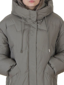 8883 GRAY/GREEN Пальто зимнее женское (150 гр. холлофайбер)
