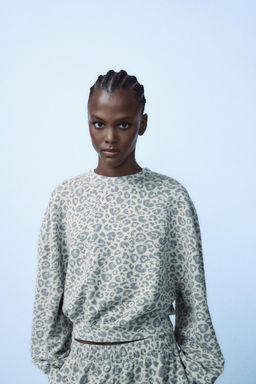 WASHED-EFFECT ANIMAL PRINT SWEATSHIRT - Zara фото 4
