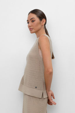 Блуза-топ Very Neat ЕВ 30153 бежевый из хлопка и акрила  фото 3