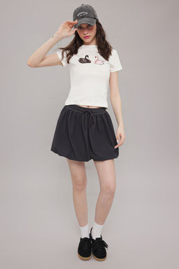 TRENDYOLMILLA Antrasit Beli Bagc?kl? Balon Mini Etek TWOSS25ET00066