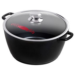 Кастрюля с антипригарным покрытием 8л, д30см Классик, h15см, s0,4см, литые ручки, стеклянная крышка с пароотводом, подарочная упаковка (Россия)