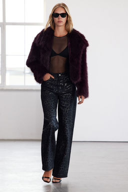 Limited Edition Cok Renkli Leopar Varak Bask?l? Yuksek Bel Wide Leg Jeans TWOAW25JE00071 - Trendyolmilla фото 4