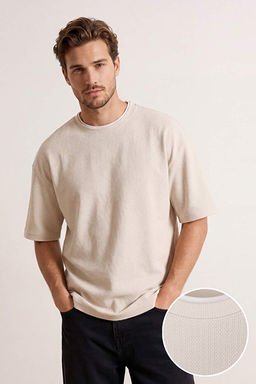 Ta_ Oversize/Geni_ Kesim Dokulu T-Shirt TMNSS26TS00017