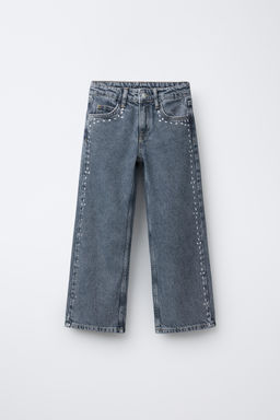 STUDDED WIDE-LEG JEANS