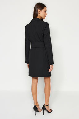 Trendyolmilla K?rm?z? Kemerli Dugme Detayl? Mini Ceket Dokuma Elbise TWOAW24EL00497 фото 23