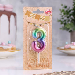Цена за 3 шт. Свеча в торт «Цифра 3», 5.5 см