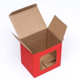 Коробка под кружку с окном, красная 12*9,5*12 см арт. 9596986