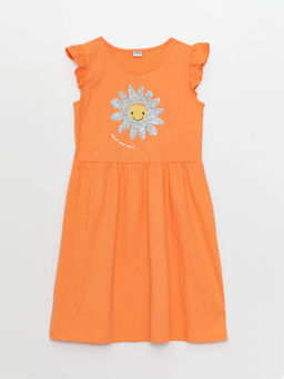 Bisiklet Yaka ?ift Y?nl? Payetli K?z ?ocuk Elbise