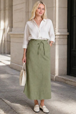 Льняная юбка на резинке лен с вискозой