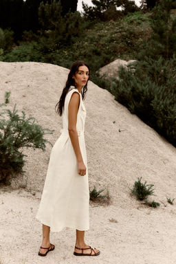 MIDI DRESS WITH BELT LOOPS IN A LINEN BLEND - Zara фото 13