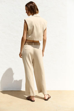 LINEN BLEND CULOTTES WITH BELT - Zara фото 13