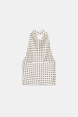 TOP HALTER SATINADO ESTAMPADO ANIMAL / Blanco / Negro