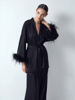 EMKA / Блузка-кимоно с перьями  фото 3