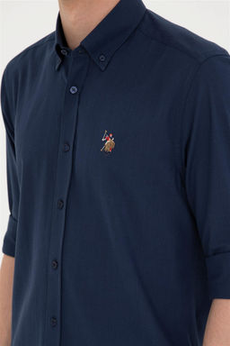 U. S. Polo Assn / Мужская темно-синяя базовая рубашка с длинным рукавом - U.s. polo assn фото 7