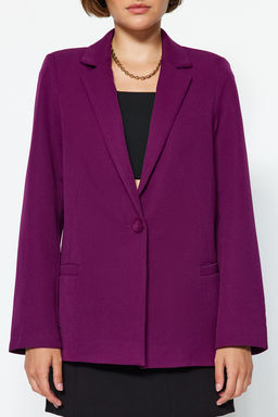 Koyu Mor Regular Astar Detayl? Dokuma Blazer Ceket TWOAW20CE0316