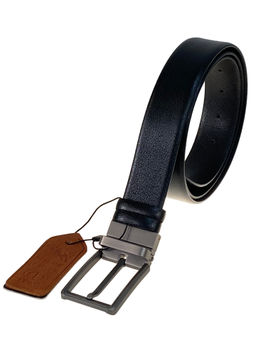 Мужской ремень из натуральной кожи, двусторонний, цвет черный