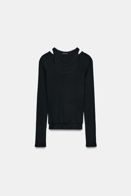 DOUBLE RIBBED T-SHIRT - Zara фото 14