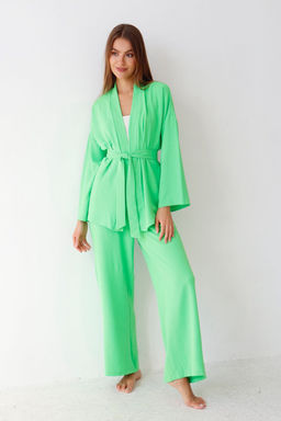 9359 Костюм из кимоно и брюк-палаццо салатовый - Martichelli фото 16