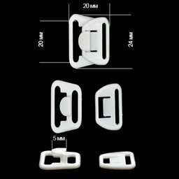 Крючок-застежка для бюстгальтера для кормящих мам пластик TBY-75302 20мм цв.белый уп.20 шт