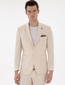 Bej Slim Fit Tak_m Elbise
