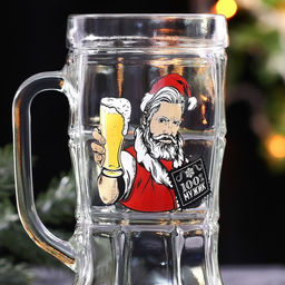 Кружка пивная новогодняя 100% Мужик!, 500 мл, 18+ - Дорого внимание фото 4
