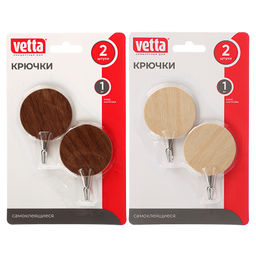 Набор крючков самоклеющихся 2шт, VETTA Дерево, металл, PS, 2 цвета, 440-390
