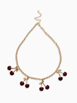 Цепь с подвесками "Вишня", 40+удл, цвет бордовый в золоте