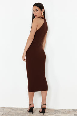 TRENDYOLMILLA Mavi Midi Triko Kemer Detayl? Elbise TWOSS22EL1031  фото 6