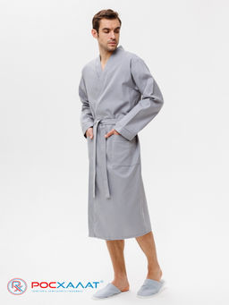 Мужской вафельный халат с планкой серый В-03 (20) - Росхалат фото 2