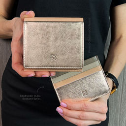Итальянский кожаный кардхолдер DuDu серии Svalbard | золотистый