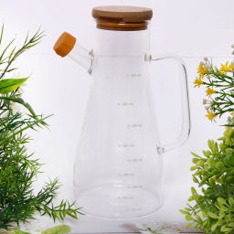 Бутылка стеклянная для специй 900мл "Хай-Тек" с бамбуковой крышкой