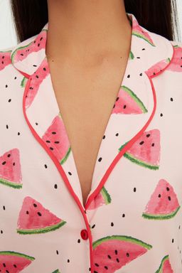 Trendyolmilla Pembe %100 Pamuklu Karpuz Desenli F?rf?rl? Sortlu Orme Pijama Tak?m? THMSS21PT0670 фото 14
