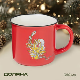 Кружка новогодняя Доляна Год Змеи, 380 мл, 13108,6 см, красная