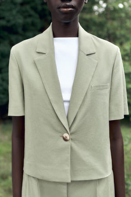 SHORT SLEEVE LINEN BLEND BLAZER - Zara фото 11
