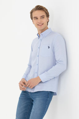 Мужская синяя рубашка с длинным рукавом - U.s. polo assn фото 8
