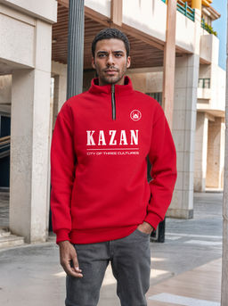 Толстовка мужская с зип-воротником "Kazan" красный