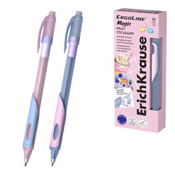 Цена за 10 шт. Ручка гелевая сo стираемыми чернилами ErichKrause ErgoLine® Magic Stick&Grip Milky 0.5, цвет чернил синий (в коробке по 10 шт.)