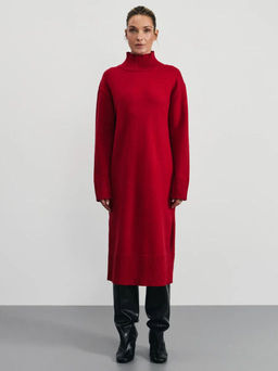 Вязаное платье миди с воротником-стойкой / Zarina  фото 2