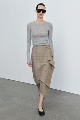 ZW COLLECTION CHECK RUFFLED SKIRT - Zara фото 11