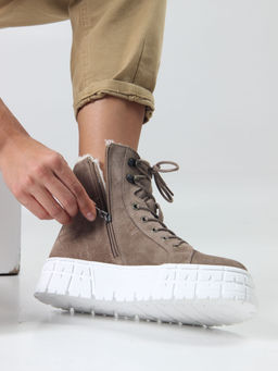 Ботинки 216.212131w. коричневый капучино замша/Шерсть