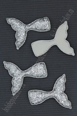Патч 3D, россыпь пайеток "Хвост русалки" 7*5,5 см (10 шт) SF-1891, серебро