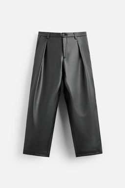 PLEATED FAUX LEATHER TROUSERS - Zara фото 6
