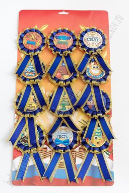 Значок на булавке с лентой Ассорти на блистере (12 шт) RN-056