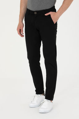 Erkek Slim Fit Siyah Kanvas Pantolon