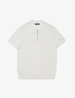 Ekru Slim Fit Polo Yaka Fermuarl_ Triko Ti__rt